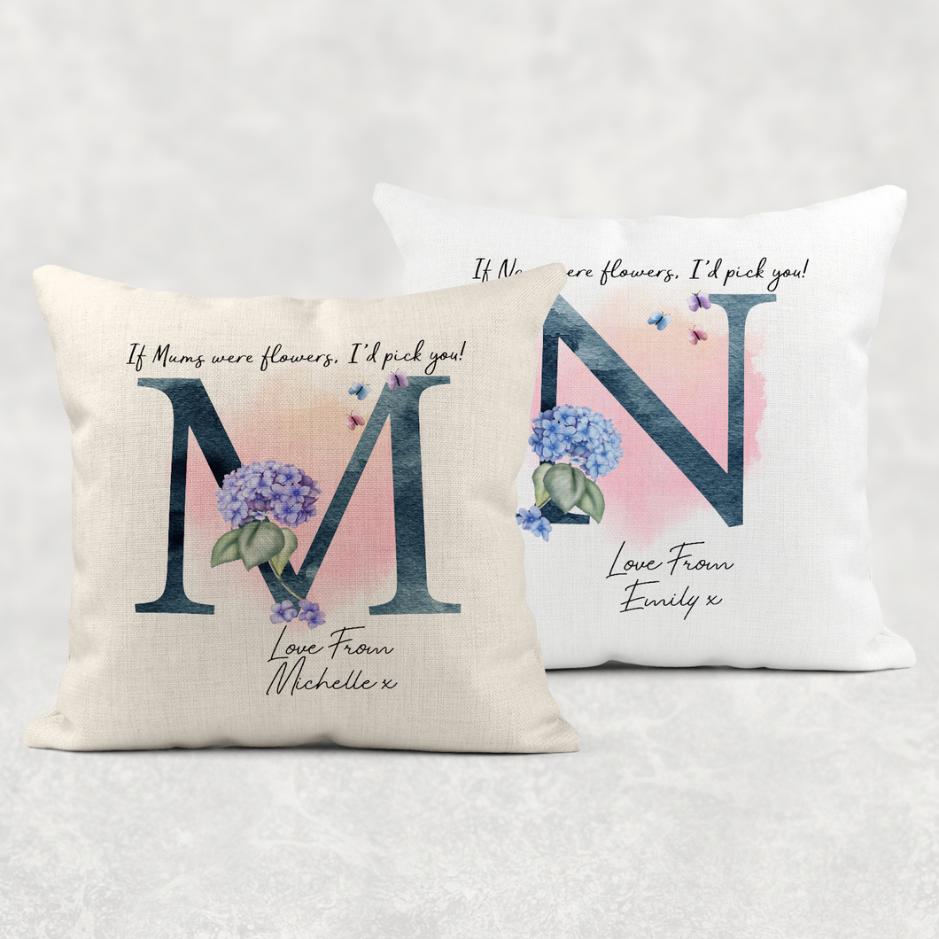 If Mums were flowers I'd pick you Mother's Day Floral Cushion Linen White Canvas