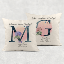 Load image into Gallery viewer, If Mums were flowers I&#39;d pick you Mother&#39;s Day Floral Cushion Linen White Canvas
