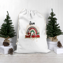 Load image into Gallery viewer, Mouse Train Rainbow Personalised Christmas Santa Sack
