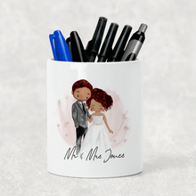 Load image into Gallery viewer, Mr &amp; Mrs Couple Personalised Pencil Caddy / Make Up Brush Holder
