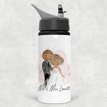 Load image into Gallery viewer, Mr &amp; Mrs Wedding Couple Personalised Aluminium Straw Bottle Bride Groom
