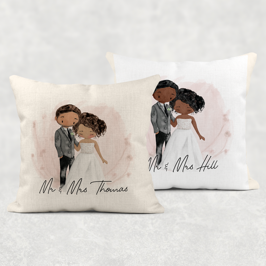 Mr & Mrs Couple Wedding Linen/Canvas Cushion