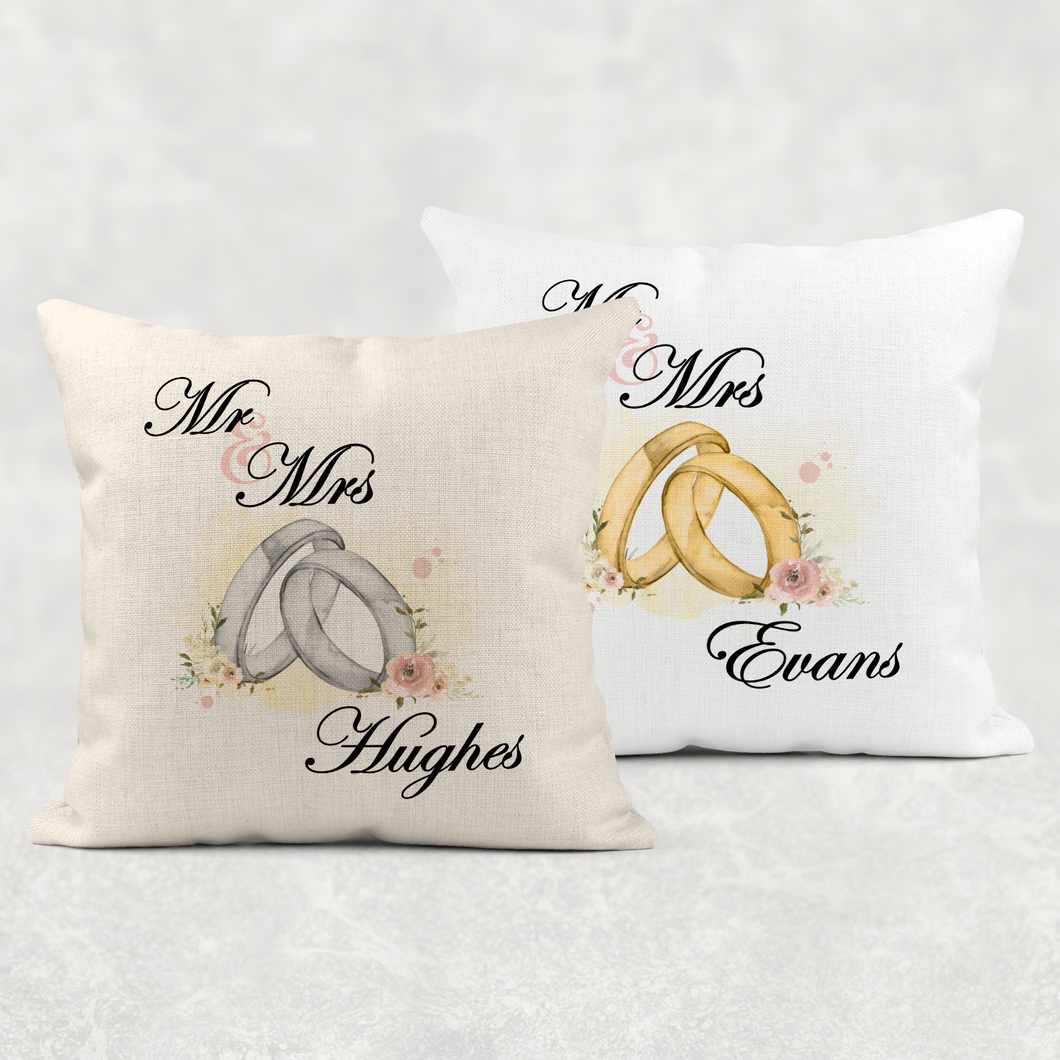 Rings Mr & Mrs Wedding Cushion