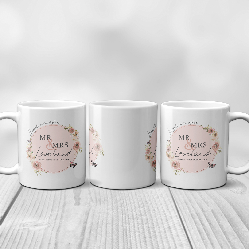 Mr & Mrs Happily Ever After Personalised Engagement Mug