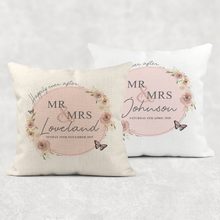 Load image into Gallery viewer, Mr &amp; Mrs Newlywed Wedding  Linen/Canvas Cushion
