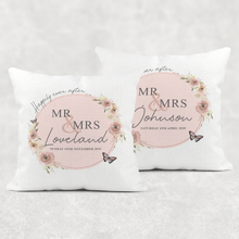 Load image into Gallery viewer, Mr &amp; Mrs Newlywed Wedding  Linen/Canvas Cushion
