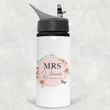 Load image into Gallery viewer, Mr &amp; Mrs Happily Ever After Personalised Aluminium Straw Bottle Bride Groom
