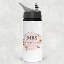 Load image into Gallery viewer, Mr &amp; Mrs Happily Ever After Personalised Aluminium Straw Bottle Bride Groom
