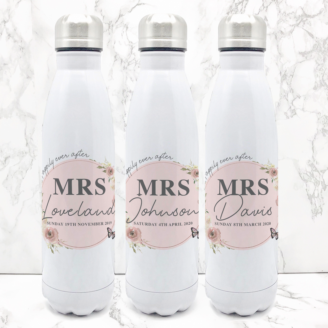 Wedding Happily Ever After Personalised Travel Flask Bride & Groom