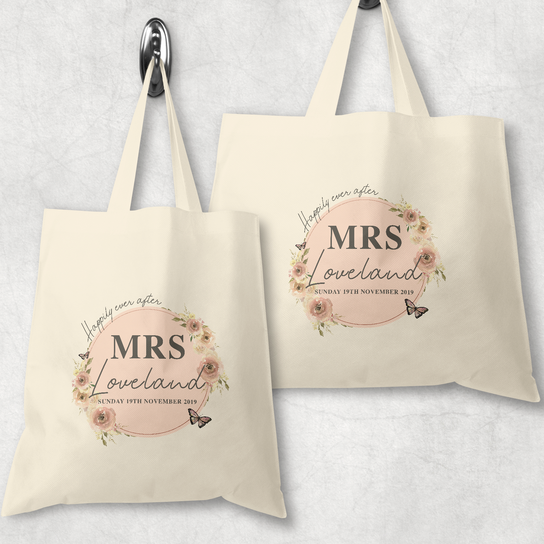 Mr & Mrs Happily Ever After Wedding Tote Bag