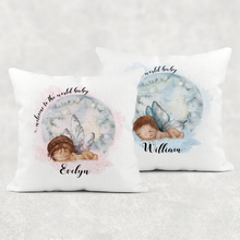 Load image into Gallery viewer, Welcome to the World Newborn Personalised Cushion Linen White Canvas
