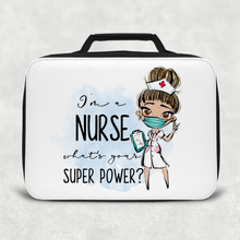 Load image into Gallery viewer, I&#39;m a Nurse What&#39;s Your Superpower? Personalised Insulated Lunch Bag
