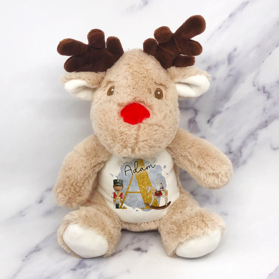 Christmas Nutcracker Alphabet Personalised Reindeer Plush Toy