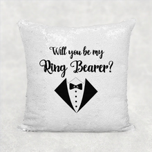 Load image into Gallery viewer, Will you be my Page Boy, Ring Bearer, Best Man Sequin Reveal Hidden Message Wedding Cushion -  - Molly Dolly Crafts
