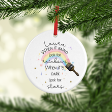 Load image into Gallery viewer, Rainbow Paintbrush Positivity Watercolour Personalised Ceramic Bauble
