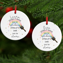Load image into Gallery viewer, Rainbow Paintbrush Positivity Watercolour Personalised Ceramic Bauble
