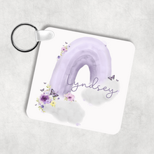 Load image into Gallery viewer, Pastel Wonky Rainbow Personalised Square Keyring
