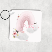 Load image into Gallery viewer, Pastel Wonky Rainbow Personalised Square Keyring
