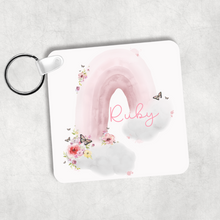 Load image into Gallery viewer, Pastel Wonky Rainbow Personalised Square Keyring
