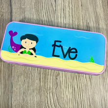 Load image into Gallery viewer, Personalised Printed Mermaid School Pencil Tin - Pencil Case - Molly Dolly Crafts
