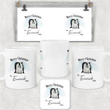 Load image into Gallery viewer, Penguin Family Personalised Christmas Eve Mug and Coaster Set
