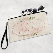 Load image into Gallery viewer, Personalised Rose Gold Floral Linen Make Up Bag
