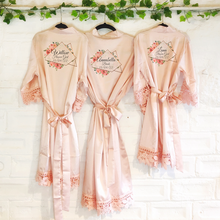 Load image into Gallery viewer, Pink Floral Triangular Geometric Lace Wedding Dressing Robe
