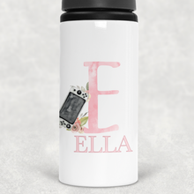 Load image into Gallery viewer, Gamer Pink Alphabet Personalised Aluminium Straw Water Bottle 650ml
