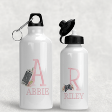 Load image into Gallery viewer, Pink Gamer Alphabet Personalised Water Bottle  - 400/600ml
