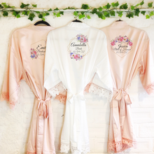 Load image into Gallery viewer, Pink &amp; Purple Floral Lace Wedding Dressing Robe
