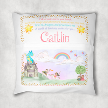Load image into Gallery viewer, Princess Fairytale Personalised Pocket Book Cushion Cover White Canvas
