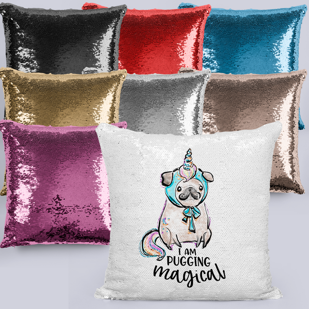 Pugging Magical Mermaid Sequin Cushion -  - Molly Dolly Crafts