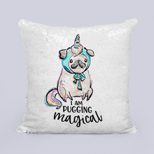 Load image into Gallery viewer, Pugging Magical Mermaid Sequin Cushion -  - Molly Dolly Crafts
