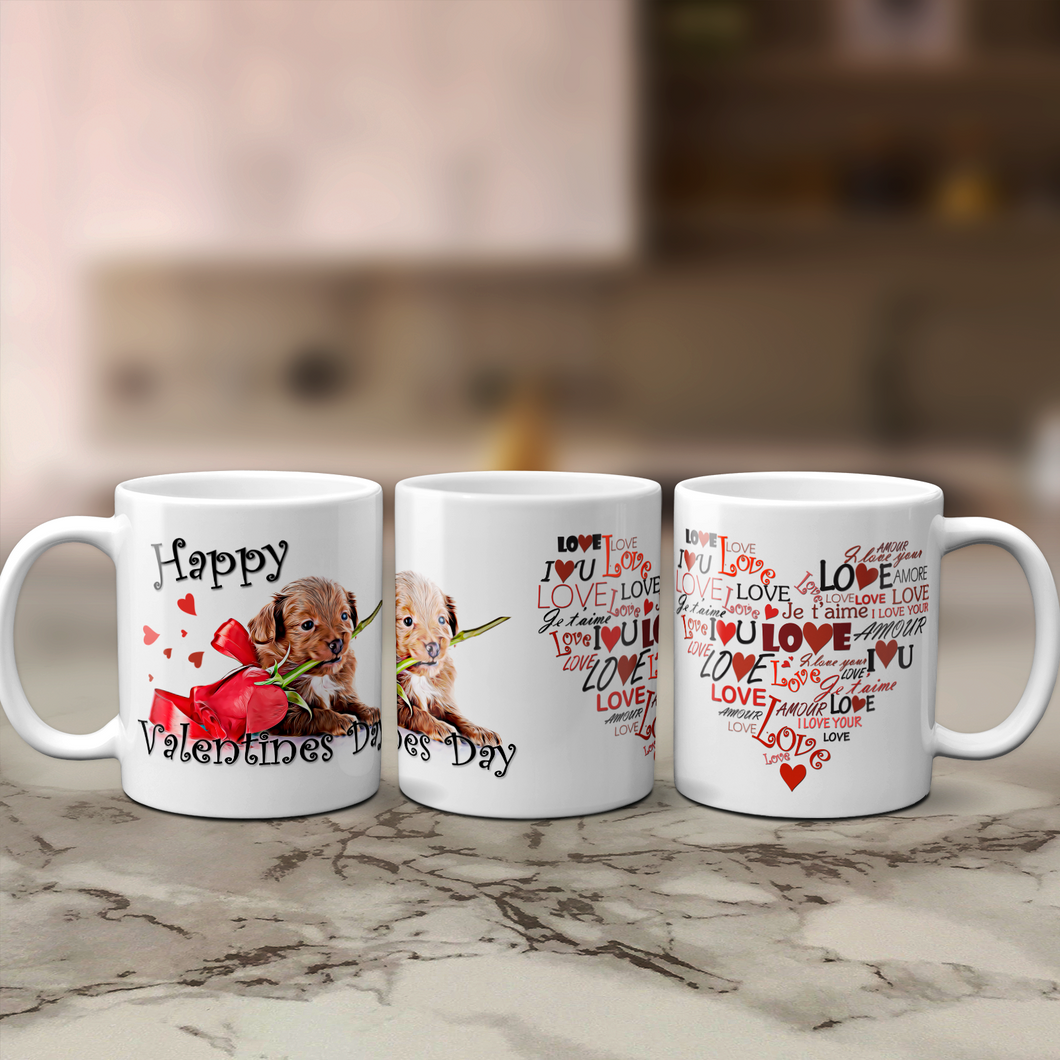 Puppy Love Heart Valentine's Day Mug - Mug - Molly Dolly Crafts