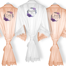 Load image into Gallery viewer, Purple Floral Lace Wedding Dressing Robe
