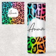 Load image into Gallery viewer, Rainbow Leopard Print Personalised Tall Tumbler
