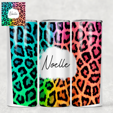 Load image into Gallery viewer, Rainbow Leopard Print Personalised Tall Tumbler
