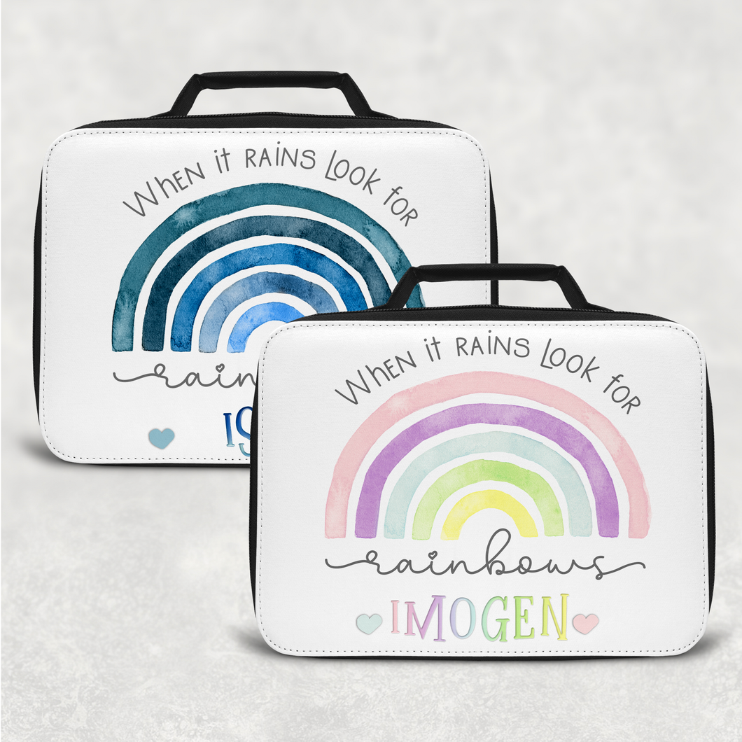Rainbow Pastel/Blue Personalised Insulated Lunch Bag