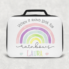 Load image into Gallery viewer, Rainbow Pastel/Blue Personalised Insulated Lunch Bag
