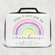 Load image into Gallery viewer, Rainbow Pastel/Blue Personalised Insulated Lunch Bag
