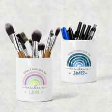 Load image into Gallery viewer, Rainbow Pastel/Blue Positive Pencil Caddy / Make Up Brush Holder
