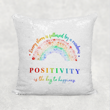 Load image into Gallery viewer, Every Storm is Followed By A Rainbow Positivity is the Key to Happiness Mermaid Sequin Cushion

