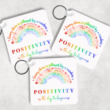 Load image into Gallery viewer, Rainbow After the Storm Positivity is the Key to Happiness Square Keyring
