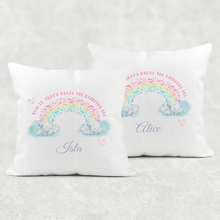 Load image into Gallery viewer, Rainbow Head Up Personalised Cushion Linen White Canvas
