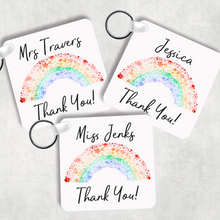 Load image into Gallery viewer, Rainbow Thank You Personalised Square Keyring
