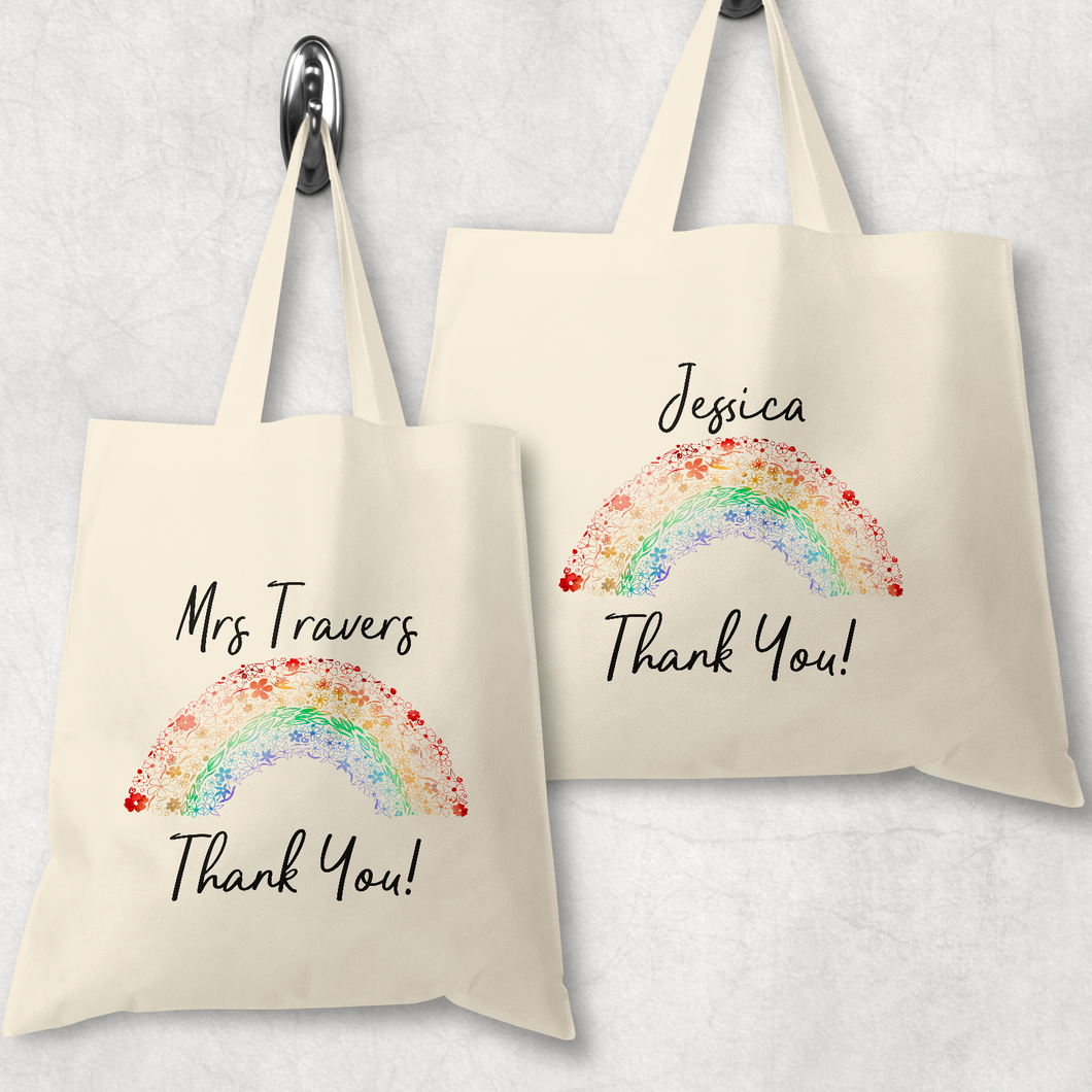 Rainbow Thank You Gift Personalised Tote Bag