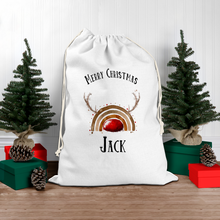 Load image into Gallery viewer, Reinbow Rudolph Rainbow Personalised Christmas Santa Sack

