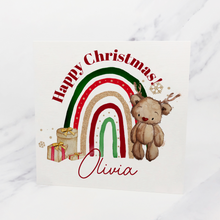 Load image into Gallery viewer, Reindeer Bear Rainbow Christmas Card
