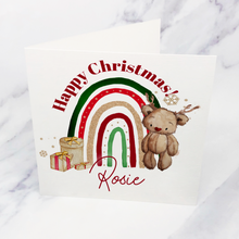 Load image into Gallery viewer, Reindeer Bear Rainbow Christmas Card
