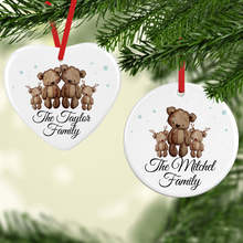 Load image into Gallery viewer, Reindeer Bear Family Christmas Ceramic Bauble

